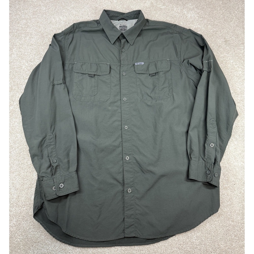 Columbia Titanium Omni-Shade Shirt Men XXL Long Sleeve Green Fishing Hike Vented
